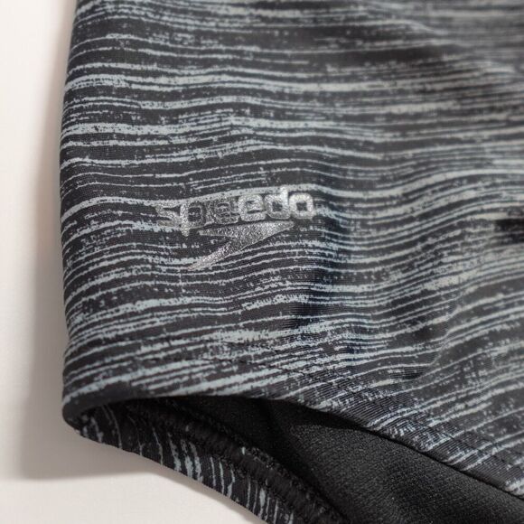 Speedo Swimsuit One Piece Womens 6 Gray Striped Ruched Comfort Modest - Picture 6 of 16